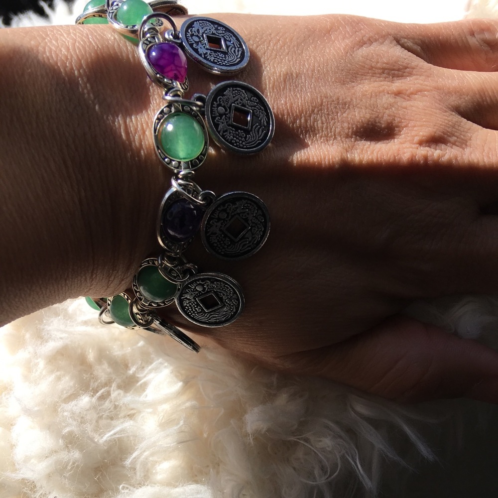 Green Aventurine and Purple Quartz Bracelet - Picture 4 of 4